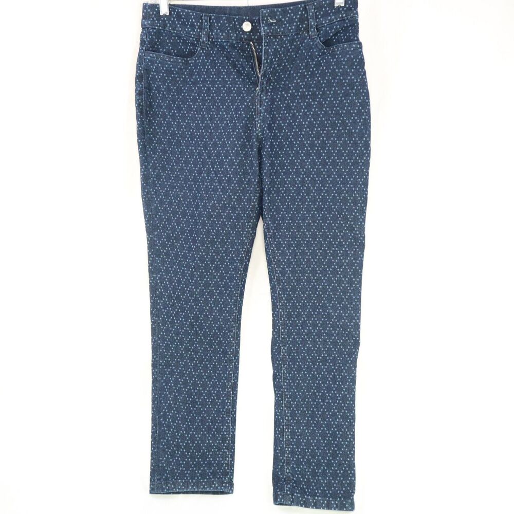 Denim & Company Stretch Jeans Size 8P Blue with dots NEW